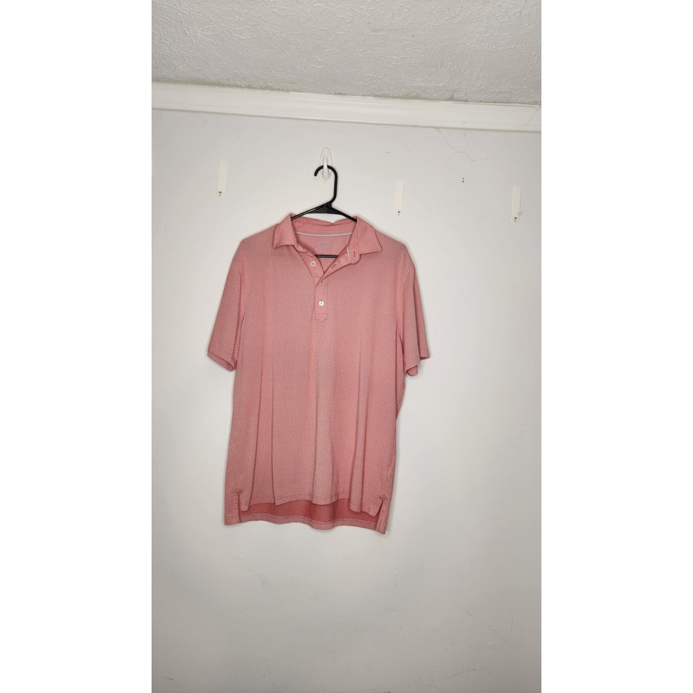 Johnnie-O Polo Shirt Mens Medium Red/Pink Performance Print Golf Short Sleeve‎